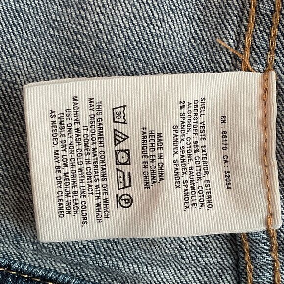 Anthropologie Pilcro and the Letterpress Cropped Blue Denim Trucker Jacket Small - Picture 5 of 8